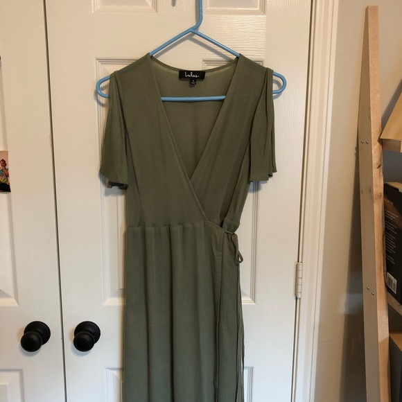 olive green wrap maxi dress